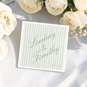 Serviette En Papier Serviettes de mariage vert sauge personnalisées