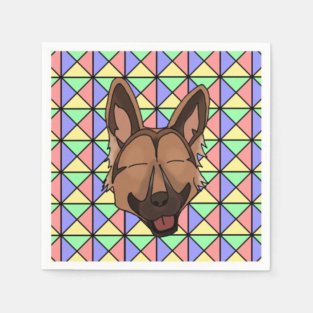 Serviette En Papier Serviettes de marionnettes - Berger allemand (Devant)