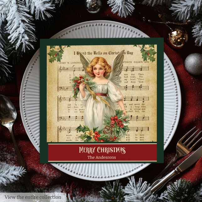 Serviette En Papier Serviettes de Noël à monogramme Élégant Ange Souve (Monogram Christmas Napkins Elegant Angel Keepsake)