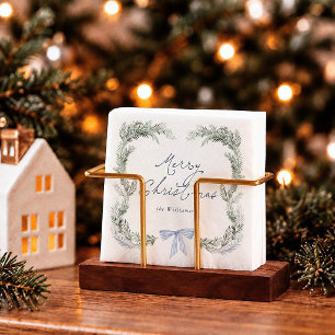 Serviette En Papier Serviettes de Noël botaniques à couronne de ruban
