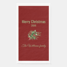 Serviettes de Noël botaniques simples et élégantes
