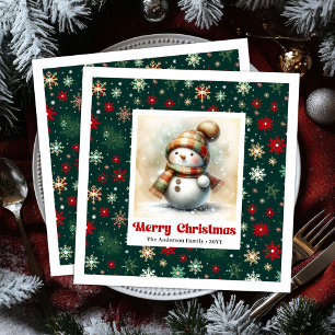 Serviette En Papier Serviettes de Noël joyeuses Bonhomme de Neige Nom