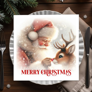 Serviette En Papier Serviettes de Noël Santa Rudolph Fantaisistes pour