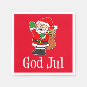 Serviette En Papier Serviettes de Noël suédoises Père Noël God Jul