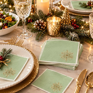 Serviette En Papier Serviettes de Noël vert sauge avec flocon de neige