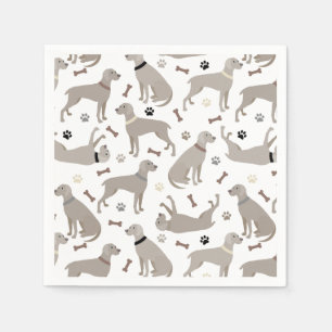 Serviette En Papier Serviettes de os et de pattes Weimaraner