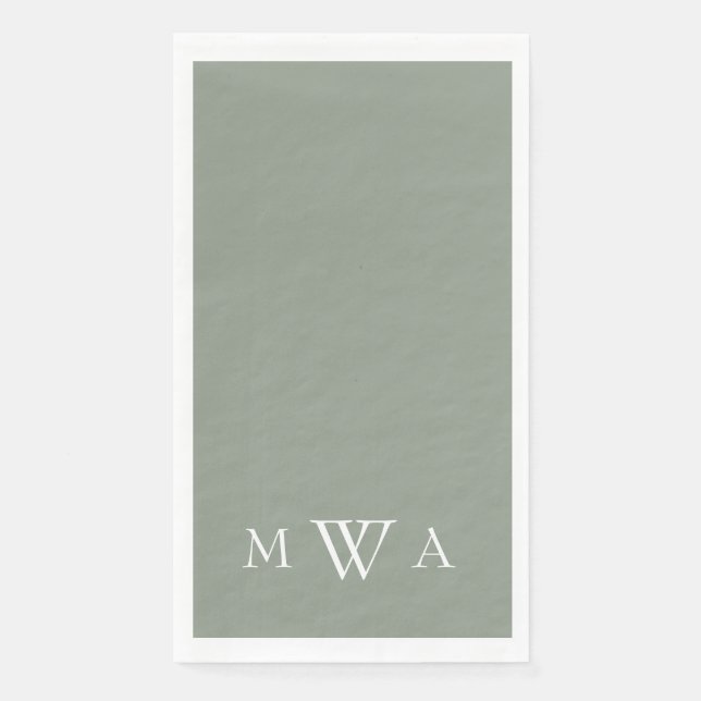 Serviette En Papier Serviettes de papier à monogramme Simple Sage (Devant)