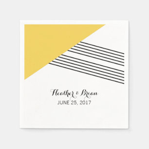 Serviette En Papier Serviettes de papier de rayure géométrique jaune