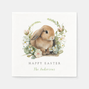 Serviette En Papier Serviettes de Pâques avec lapin floral