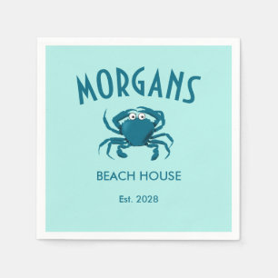 Serviette En Papier Serviettes de plage personnalisées Blue Crab Beach