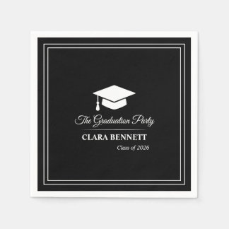 Serviette En Papier Serviettes de remise de diplôme 2026 noir et blanc