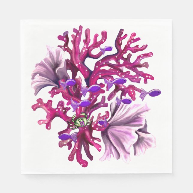 Serviette En Papier Serviettes de sirène violette (Devant)