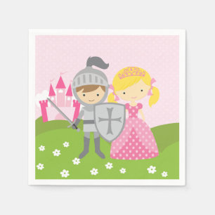 Serviette En Papier Serviettes de soirée Princess blond et Knight