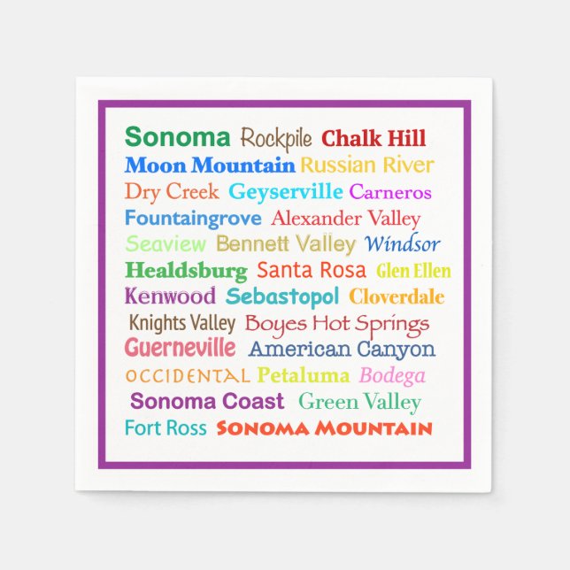 Serviette En Papier Serviettes de Sonoma Wine Country (Devant)