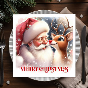 Serviette En Papier Serviettes de table de Noël Rudolph le Père Noël é