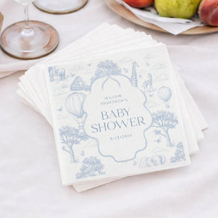 Serviette En Papier Serviettes de table Toile De Jouy Safari Blue Boy 