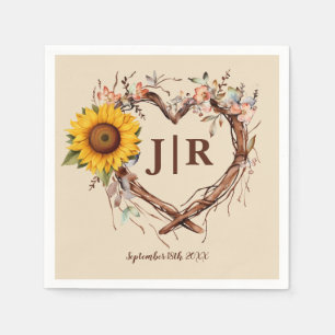 Serviette En Papier Serviettes de tournesol monogramme