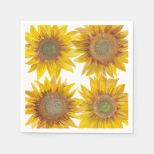 Serviette En Papier Serviettes de tournesol peintes à la main
