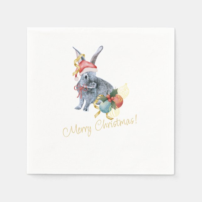 Serviette En Papier Serviettes de voeux de Noël beige et vert (Devant)