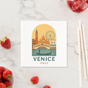 Serviette En Papier Serviettes de voyage Vintage Venise Italie – Rétro