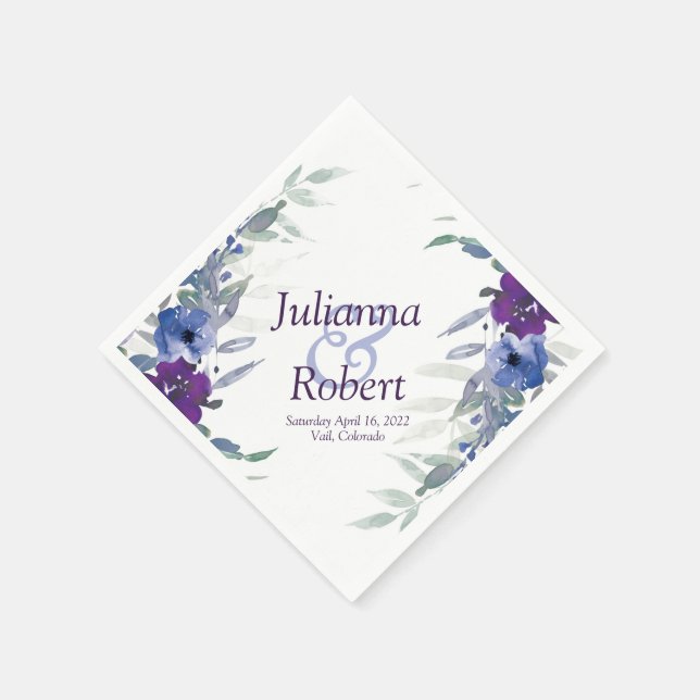 Serviette En Papier serviettes d'eau violet et bleu (Coin)