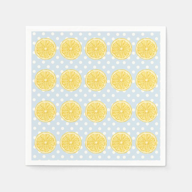 Serviette En Papier Serviettes de'été citron et bleu clair (Devant)
