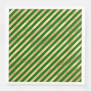 Serviette En Papier Serviettes Diagonales Vert et Or Festif