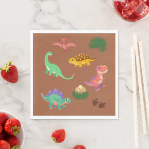 Serviette En Papier Serviettes Dinosaures Modernes – T-Rex & Amis -