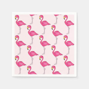 Serviette En Papier Serviettes d'oiseaux de Flamant rose rose tropical