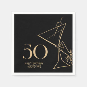 Serviette En Papier Serviettes d'or moderne 50e anniversaire