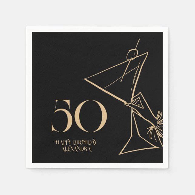 Serviette En Papier Serviettes d'or moderne 50e anniversaire (Devant)