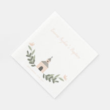 Serviettes Douce Touche Rose Chapelle et Fleurs