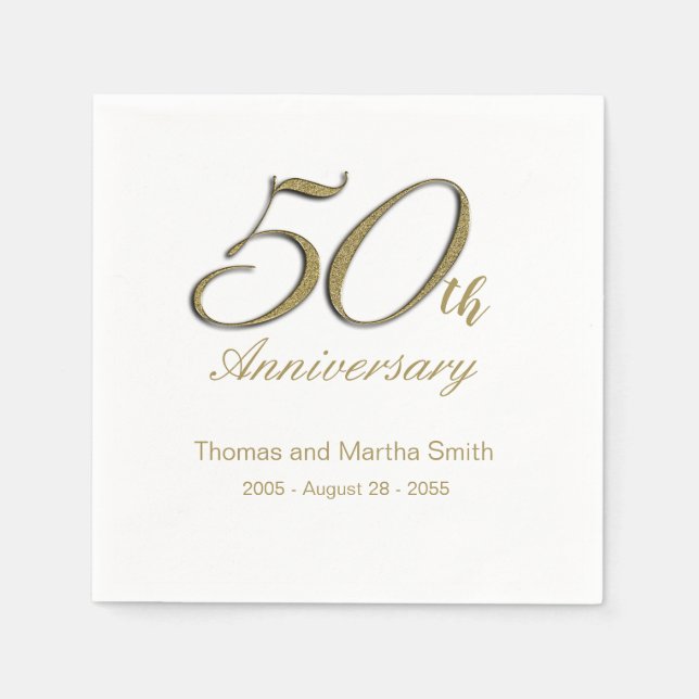 Serviette En Papier Serviettes du 50e anniversaire personnalisées (Devant)