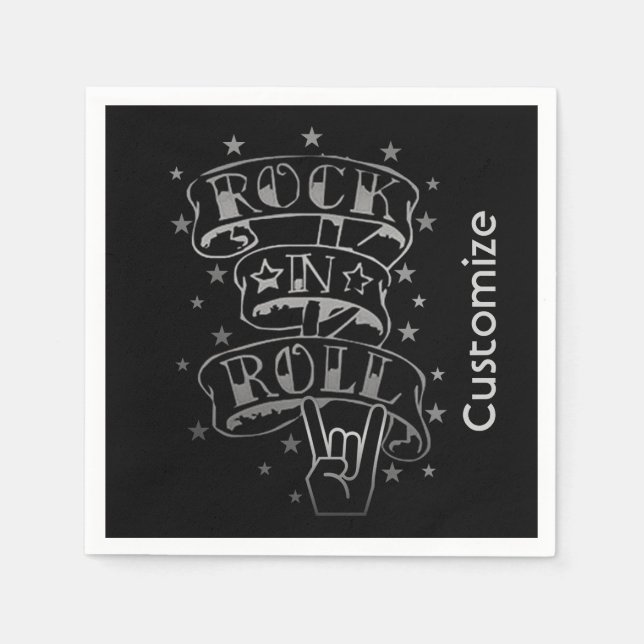 Serviette En Papier Serviettes du logo Black & Silver Rock & Roll (Devant)