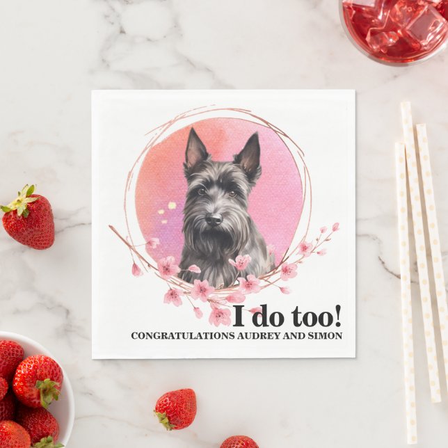 Serviette En Papier Serviettes écossaises Mariages Terrier Avec Chiens (En situation)