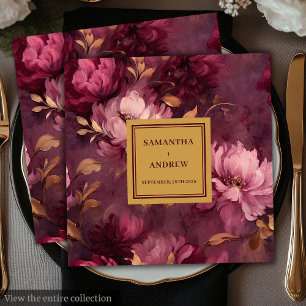 Serviette En Papier Serviettes élégantes Boho Burgundy Blush Gold Mari