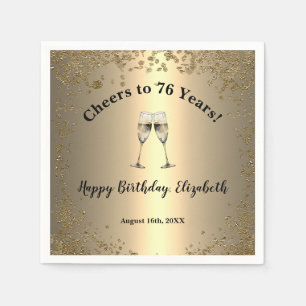 Serviette En Papier Serviettes Élégantes Cheers Or 76e Anniversaire