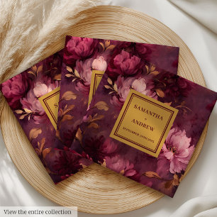 Serviette En Papier Serviettes élégantes de Mariage Burgundy Rose Blus