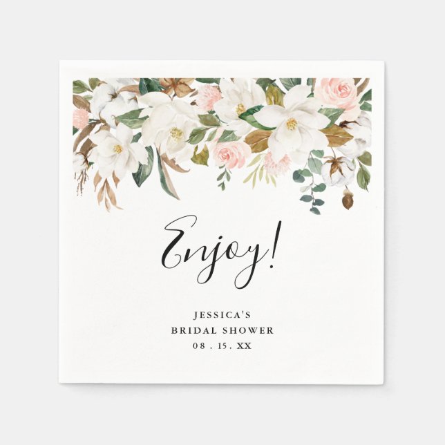 Serviette En Papier Serviettes élégantes Magnolias & Cotton pour la do (Devant)