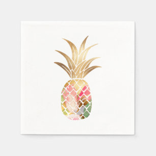 Serviette En Papier Serviettes en aquarelle Ananas Doré
