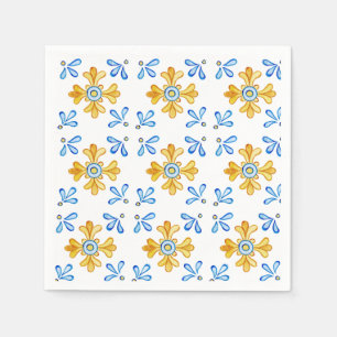Serviette En Papier Serviettes en carreaux méditerranéens