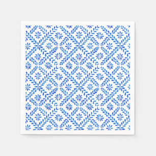 Serviette En Papier Serviettes en carrelage bleu méditerranéen