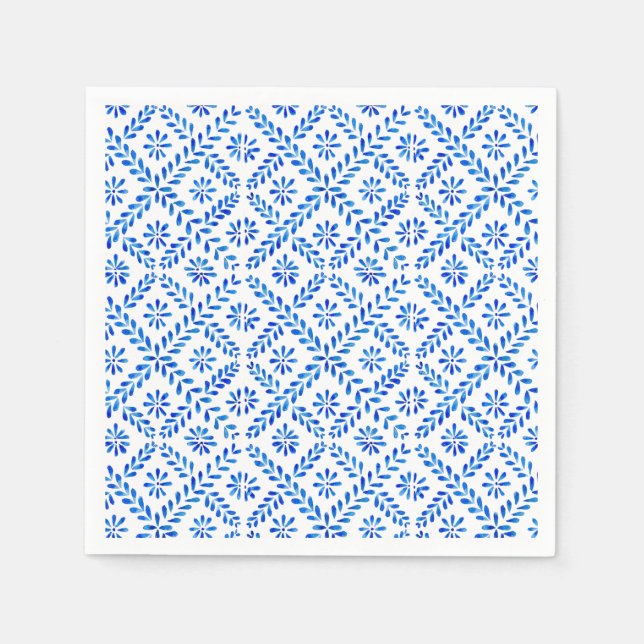 Serviette En Papier Serviettes en carrelage bleu méditerranéen (Devant)