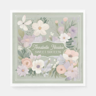 Serviette En Papier Serviettes en fleurs personnalisées vert sauge