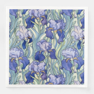 Serviette En Papier Serviettes en iris bleu Art nouveau
