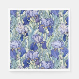 Serviette En Papier Serviettes en iris bleu Art nouveau