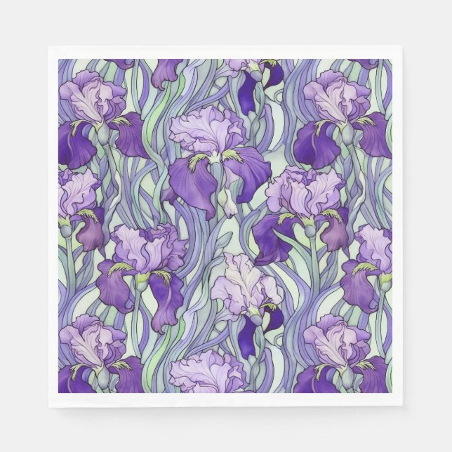 Serviette En Papier Serviettes en iris violet Art Nouveau (Devant)