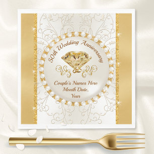 Serviette En Papier Serviettes en ivoire et Mariage d'or, 50e