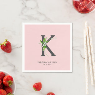 Serviette En Papier Serviettes en monogramme floral bouquet blanc