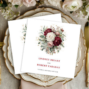 Serviette En Papier Serviettes en or Floral Greenery Boho Marsala de c